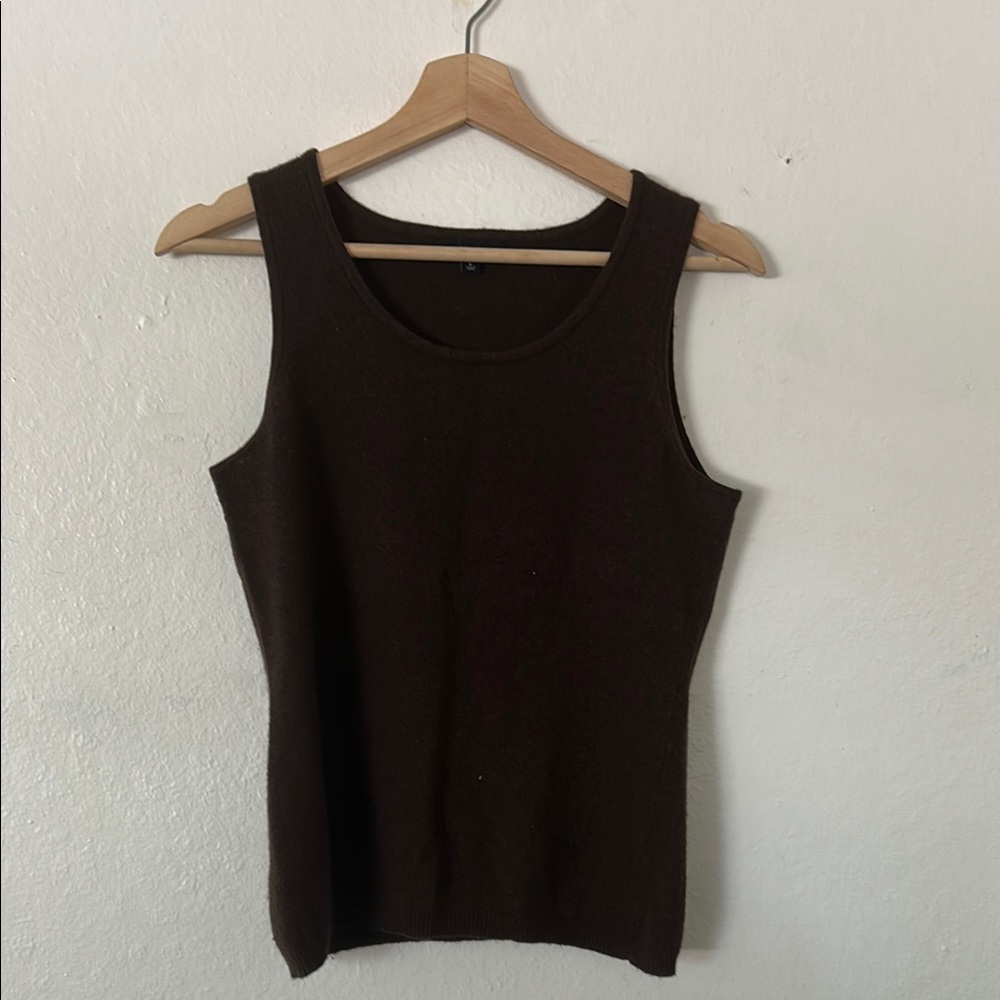 West & Vine Merino Angora Cashmere Blend Tank Top in Brown Sz S